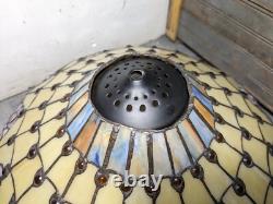 Read desc Vintage Tiffany Style Jeweled Floral Stained Glass Lamp Shade B Flower