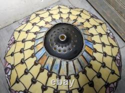 Read desc Vintage Tiffany Style Jeweled Floral Stained Glass Lamp Shade B Flower