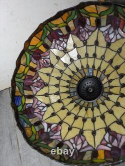 Read desc Vintage Tiffany Style Jeweled Floral Stained Glass Lamp Shade B Flower