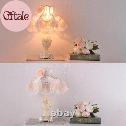 Resin Pink Table Lamp Classical Table Lamp Pink Fabric Lampshade with Antique Fl