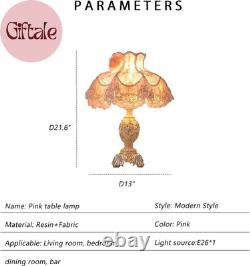 Resin Pink Table Lamp Classical Table Lamp Pink Fabric Lampshade with Antique Fl