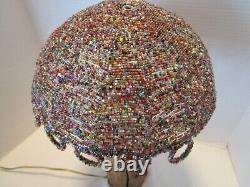 Retro Handcrafted Glass seed Beads Lamp Shade Dome shape 11W 1980 hard to find