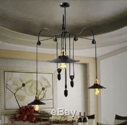 Retro Vintage Pulley Adjustable Hanging Ceiling Light 3 Way Mirror Lamp Shade