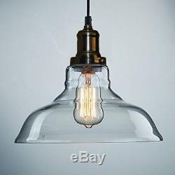 Retro Vintage Style Ceiling Lamp Pendant Clear Glass Shade Fitting + B22 Bulb