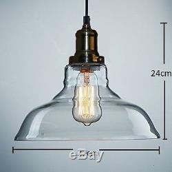 Retro Vintage Style Ceiling Lamp Pendant Clear Glass Shade Fitting + B22 Bulb