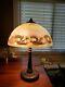 Reverse Hand Painted Vintage Lamp 16.5 Tall