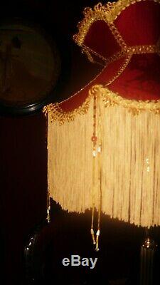 Ritz, A Victorian Downton Vintage Beaded Lampshade. Rich Ruby Red Damask 14