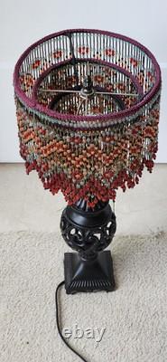 Ruby-Gold-Aquamarine & More Crystal Beads-Hand Beaded 3-Tier Lamp Shade-Flowers