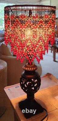 Ruby-Gold-Aquamarine & More Crystal Beads-Hand Beaded 3-Tier Lamp Shade-Flowers