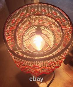 Ruby-Gold-Aquamarine & More Crystal Beads-Hand Beaded 3-Tier Lamp Shade-Flowers