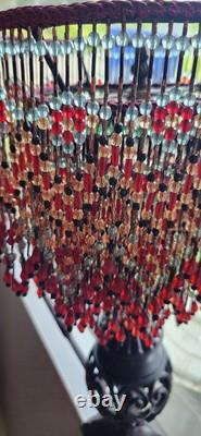 Ruby-Gold-Aquamarine & More Crystal Beads-Hand Beaded 3-Tier Lamp Shade-Flowers