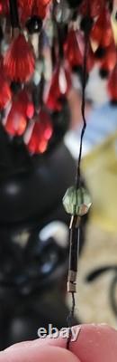 Ruby-Gold-Aquamarine & More Crystal Beads-Hand Beaded 3-Tier Lamp Shade-Flowers