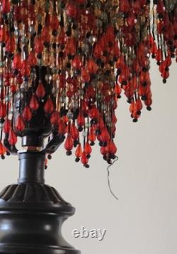 Ruby-Gold-Aquamarine & More Crystal Beads-Hand Beaded 3-Tier Lamp Shade-Flowers