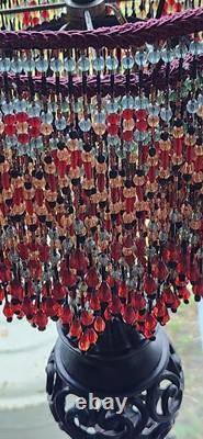 Ruby-Gold-Aquamarine & More Crystal Beads-Hand Beaded 3-Tier Lamp Shade-Flowers