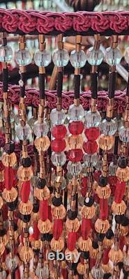 Ruby-Gold-Aquamarine & More Crystal Beads-Hand Beaded 3-Tier Lamp Shade-Flowers