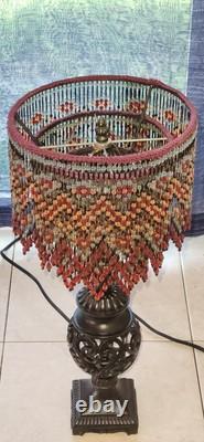 Ruby-Gold-Aquamarine & More Crystal Beads-Hand Beaded 3-Tier Lamp Shade-Flowers