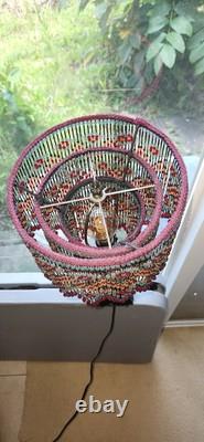 Ruby-Gold-Aquamarine & More Crystal Beads-Hand Beaded 3-Tier Lamp Shade-Flowers