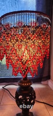 Ruby-Gold-Aquamarine & More Crystal Beads-Hand Beaded 3-Tier Lamp Shade-Flowers