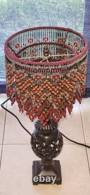 Ruby-Gold-Aquamarine & More Crystal Beads-Hand Beaded 3-Tier Lamp Shade-Flowers