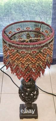 Ruby-Gold-Aquamarine & More Crystal Beads-Hand Beaded 3-Tier Lamp Shade-Flowers