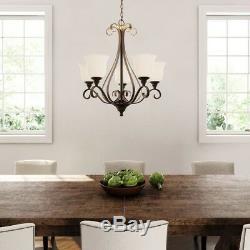 Rustic Chandelier Lighting Farmhouse Vintage Lamp Oil-Rubbed Bronze Glass Shades