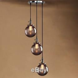 Rustic Vintage Industri Pendant Light Black Gery Glass Globe Shade Ceiling Lamp