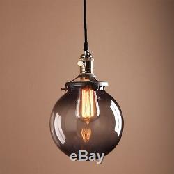 Rustic Vintage Industri Pendant Light Black Gery Glass Globe Shade Ceiling Lamp