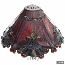 S10021 Tiffany Style Stained Glass Baroque Lampshade (13-Inch Wide Red)