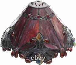 S10021 Tiffany Style Stained Glass Baroque Lampshade (13-Inch Wide Red)