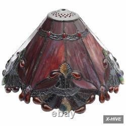 S10021 Tiffany Style Stained Glass Baroque Lampshade (13-Inch Wide Red)