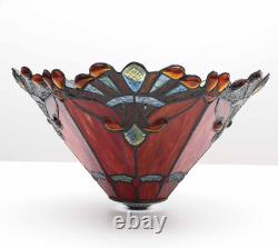 S10021 Tiffany Style Stained Glass Baroque Lampshade (13-Inch Wide Red)