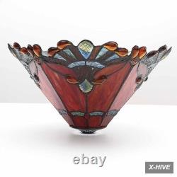 S10021 Tiffany Style Stained Glass Baroque Lampshade (13-Inch Wide Red)