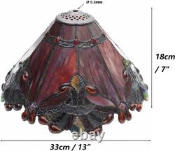 S10021 Tiffany Style Stained Glass Baroque Lampshade (13-Inch Wide Red)