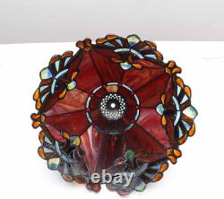 S10021 Tiffany Style Stained Glass Baroque Lampshade (13-Inch Wide Red)