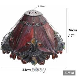 S10021 Tiffany Style Stained Glass Baroque Lampshade (13-Inch Wide Red)