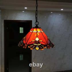 S10021 Tiffany Style Stained Glass Baroque Lampshade (13-Inch Wide Red)