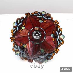 S10021 Tiffany Style Stained Glass Baroque Lampshade (13-Inch Wide Red)
