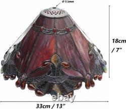 S10021 Tiffany Style Stained Glass Baroque Lampshade (13-inch Wide Red)