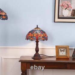 S10689 Tiffany Style Stained Glass Dragonfly Lampshade (Blue Orange, 12-Inch)