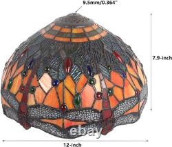 S10689 Tiffany Style Stained Glass Dragonfly Lampshade (Blue Orange, 12-Inch)