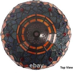 S10689 Tiffany Style Stained Glass Dragonfly Lampshade (Blue Orange, 12-Inch)