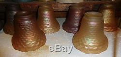 SET OF SIX FISH SCALE 2 1/4 INCH FITTER VINTAGE Glass Lamp Shade