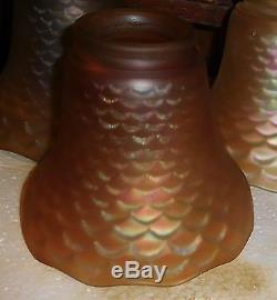 SET OF SIX FISH SCALE 2 1/4 INCH FITTER VINTAGE Glass Lamp Shade