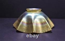 SIGNED ANTIQUE LCT TIFFANY LAMP SHADE with RAINBOW BAND NICE COLORS & ONION SKIN