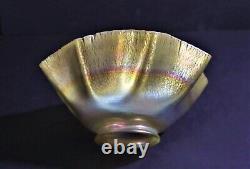 SIGNED ANTIQUE LCT TIFFANY LAMP SHADE with RAINBOW BAND NICE COLORS & ONION SKIN