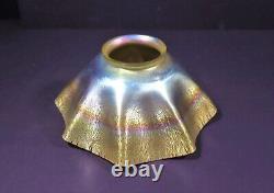 SIGNED ANTIQUE LCT TIFFANY LAMP SHADE with RAINBOW BAND NICE COLORS & ONION SKIN