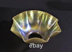 SIGNED ANTIQUE LCT TIFFANY LAMP SHADE with RAINBOW BAND NICE COLORS & ONION SKIN