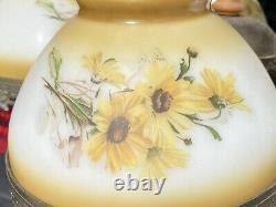 STUNNING Vintage 5 Light Yellow Daisy Chandelier Hurricane Lamp Shade