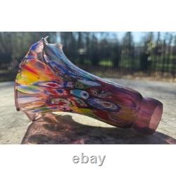 SUPER RARE Vintage Italian Murano Hand-Blown Mille Fiori Amethyst Lampshades