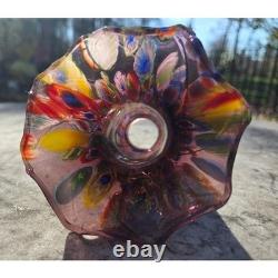 SUPER RARE Vintage Italian Murano Hand-Blown Mille Fiori Amethyst Lampshades